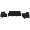 vidaXL Sofa Set with Pillows 2-Seater Sofa Couch 3 Piece Black Faux Leather