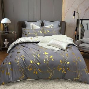 Fabric Fantastic Reversible Design King Size Grey Quilt/doona/duvet Cover Set