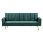 Levede 3-Seater Convertible Velvet Sofa Bed 197CM Green