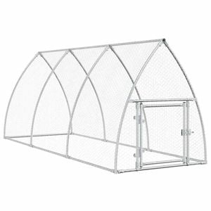 vidaXL Chicken Cage Hen House Poultry Coop Enclosure Silver Galvanised Steel