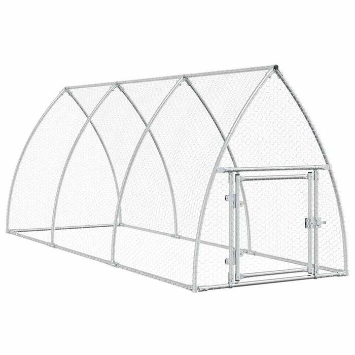 vidaXL Chicken Cage Hen House Poultry Coop Enclosure Silver Galvanised Steel