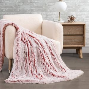 Gioia Casa Tie Dye Shaggy Microfibre Throw Blanket - Rose