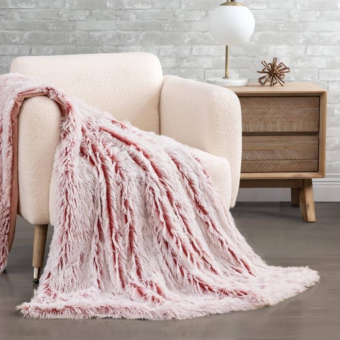 Gioia Casa Tie Dye Shaggy Microfibre Throw Blanket - Rose
