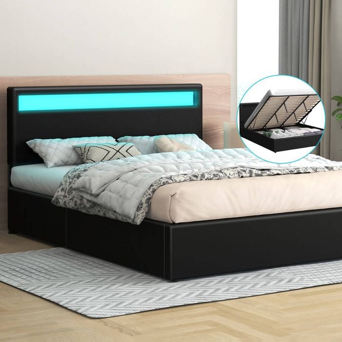 ALFORDSON Bed Frame RGB LED Gas Lift King