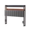 Artiss Double Headboard Charging Station Storage LED Light Grey Upholstered
