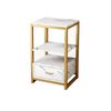 Foret Modern Side Cabinet High Gloss Marble Pattern Wh Gold Metal Frame Storage