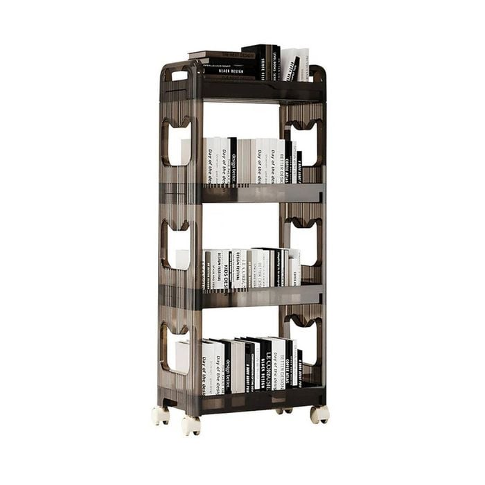 SOGA 38x24cm Black 4-Tier Bookshelf  Storage Organizer Trolley Rack