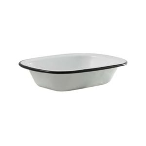 Urban Style Enamelware 18cm Pie Dish w/ Black Rim - White