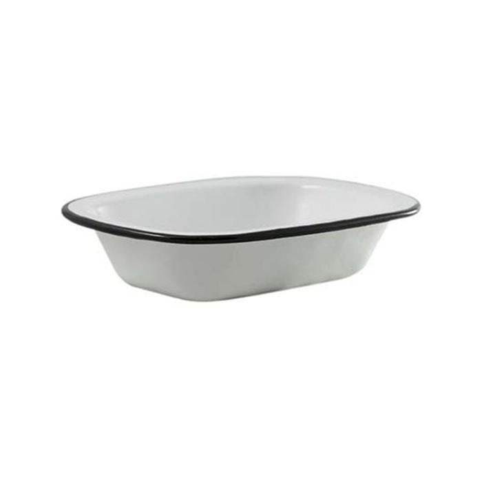 Urban Style Enamelware 18cm Pie Dish w/ Black Rim - White