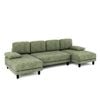 Advwin 280cm 4 Seater Sectional Sofa Chenille Fabric U Shape Couch Modern Sofa Couch with Double Chaise Green