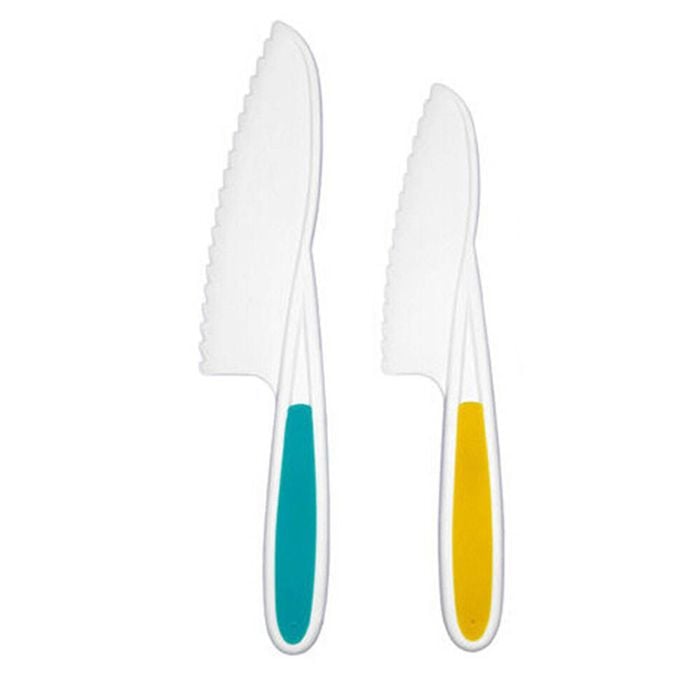 2pc Topchef Kids Friendly Silicone Cutting Kitchen Knives Multicoloured