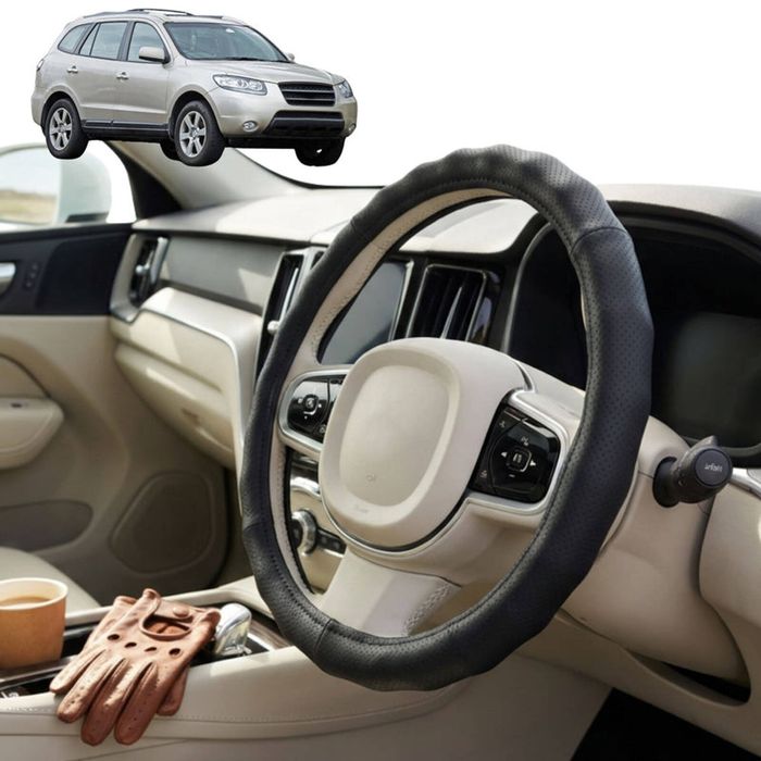 Australian Goose Steering Wheel Cover for Hyundai Santa Fe 2006 - 2012 (CM) Circle Black