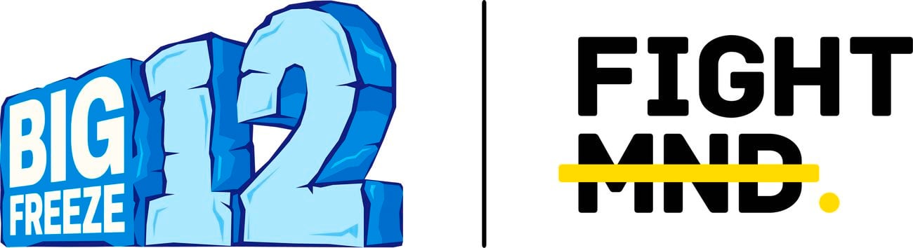 Illustrated Big Freeze 12 logo in icy blue lettering beside the FightMND logo with a yellow underline.
