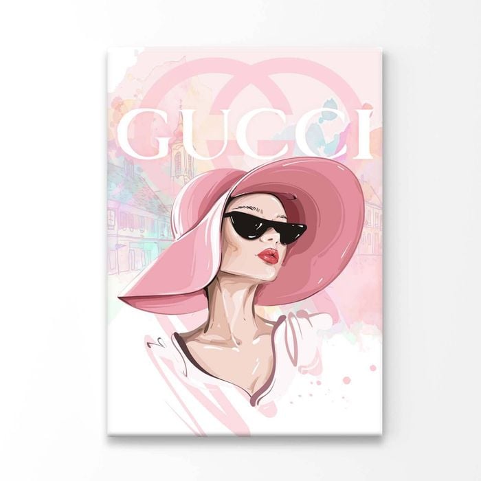 Lady With Pink Hat Fashion Store Print 100% Australian Made 60x90cm (Stretched Canvas)
