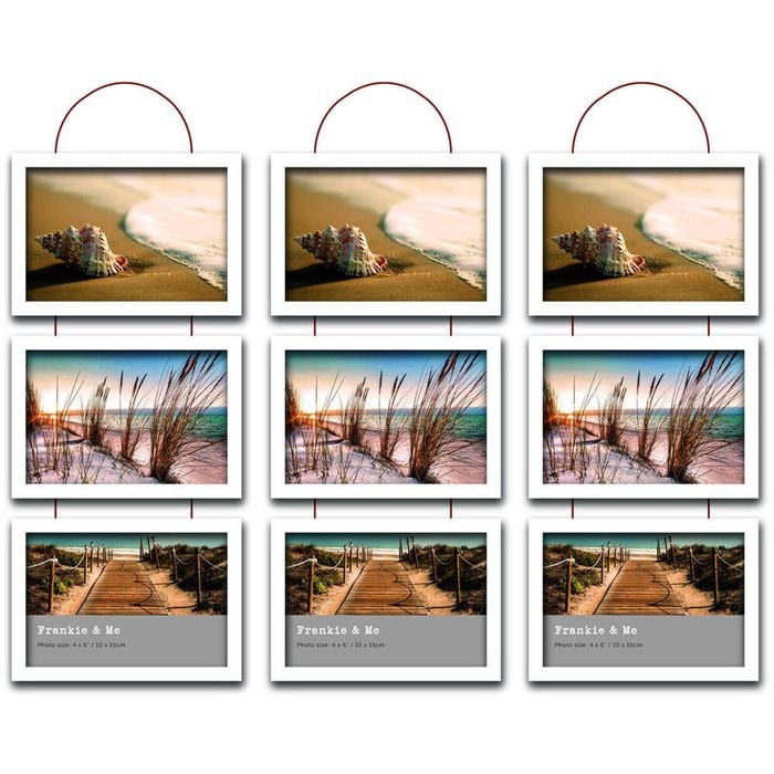 3PK Frankie & Me Wooden Triple Hanging 4x6'' Picture Frame Home Decor White