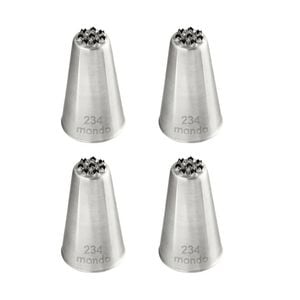 4PK Mondo Stainless Steel #234 Grass/Hairs Piping Tip - Silver