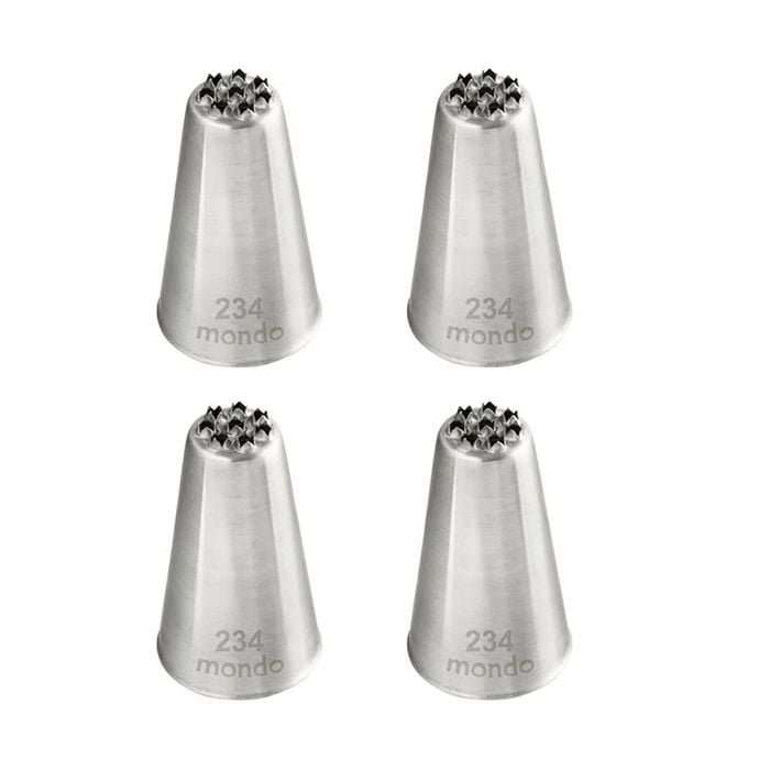 4PK Mondo Stainless Steel #234 Grass/Hairs Piping Tip - Silver