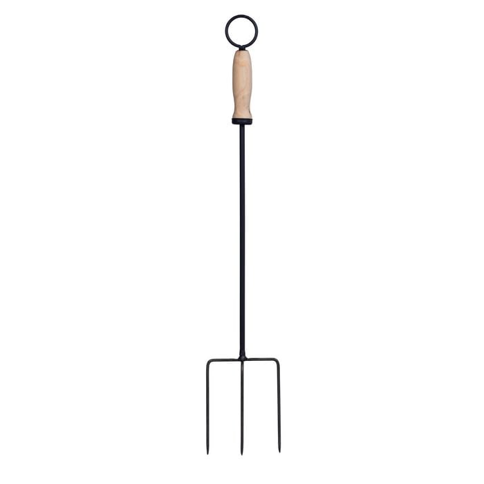 Glow 10 x 70cm Black Steel Toasting Fork With Timber Handle