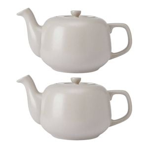2PK La Cafetiere Stoneware Classic Teapot Kettle 1.2L - Latte