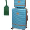 Pierre Cardin Medium Hard-Shell Suitcase & Mini Beauty Case Set w/Name Tag Blue