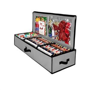 Catzon Premium Wrapping Paper Storage Container Gift Wrap Storage Bag-GreyBlack