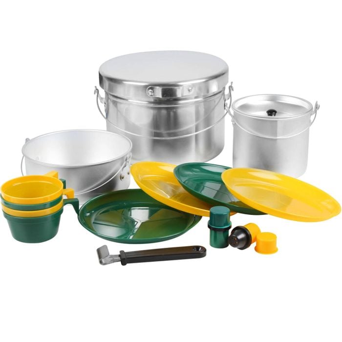 16pc Wildtrak Aluminium 4-person Mess Kit Plate/pot/cup Camping Cookware Silver