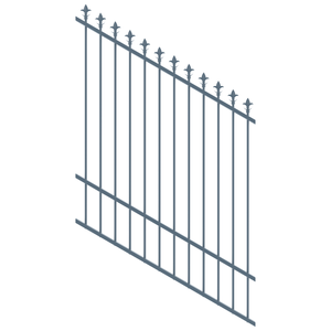 ProtectorAl 0350-1200W x 1500H Deep Ocean Spear Top Pool Fence Panel Raked 16-30º