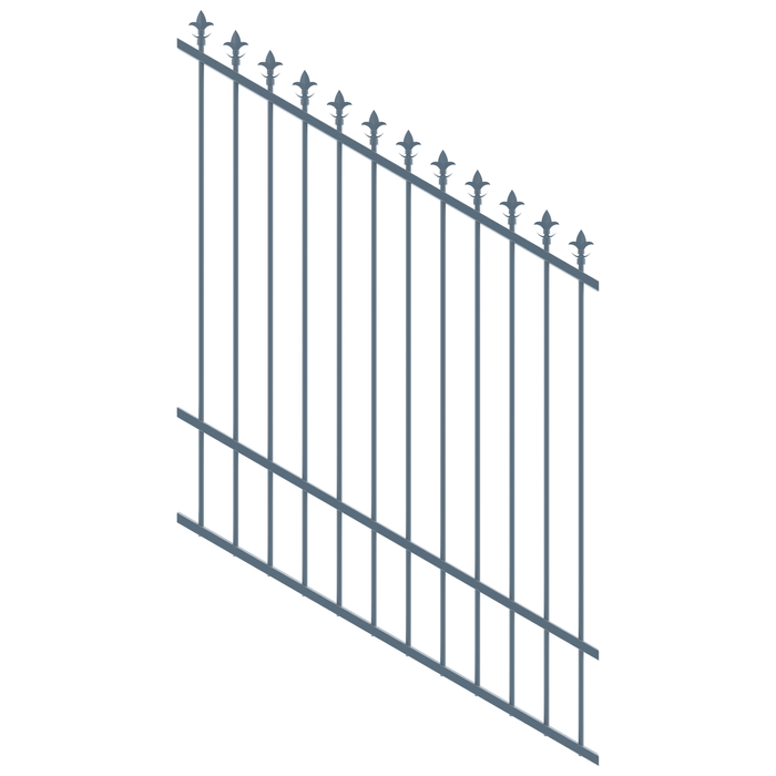 ProtectorAl 0350-1200W x 1500H Deep Ocean Spear Top Pool Fence Panel Raked 16-30º