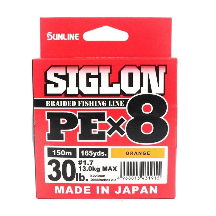 Sunline Siglon PE x8 Orange Colour 150m Braid Fishing Line 30lb