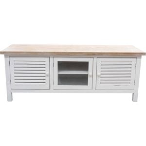 LVD Coast Rectangle Fir Wood Glass 120x45cm TV Unit Stand - White