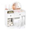 Costway Kid Vanity Set Lighted Mirror Princess Makeup Table & Chair White