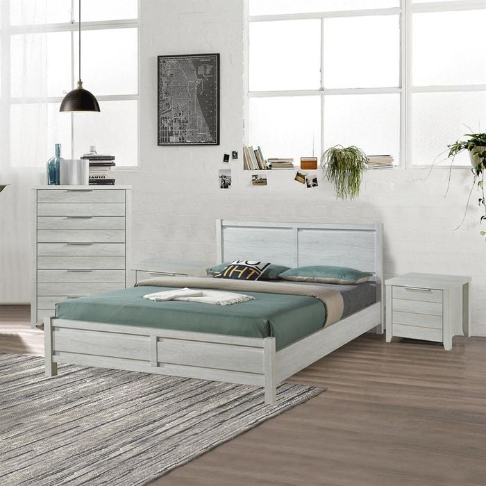 Bedroom Suite 4 pcs White Ash Colour in Queen Size