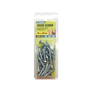 Zenith 8G x 25mm Zinc Plated Wood Screw - 35 Pack