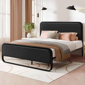 ALFORDSON Bed Frame King Black Leather