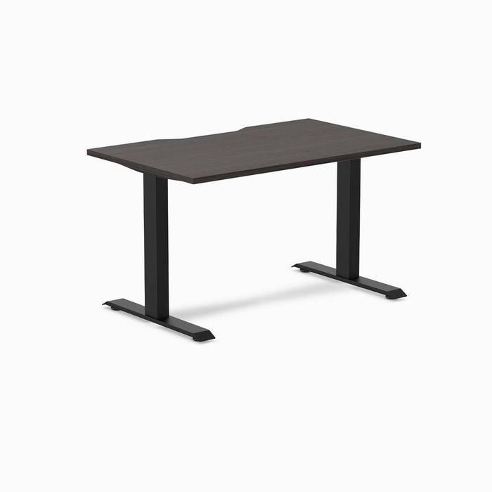 Desky Fixed Height Scalloped Melamine Office Desk Matte Black Frame 120cm