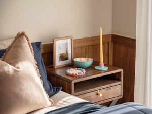 Clay gifts on a bedside table.