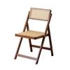 Lauft 1x Foldable Bamboo Wooden Brown Chair w/ Rattan Seat & Backrest