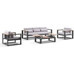 Balmoral 3+1+1 Seater Outdoor Aluminium And Teak Lounge Setting
