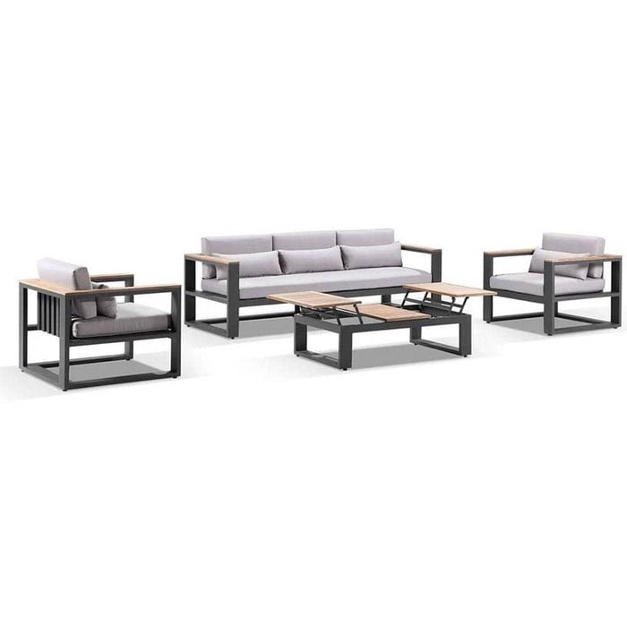 Balmoral 3+1+1 Seater Outdoor Aluminium And Teak Lounge Setting