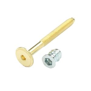 Hafele M6x60mm Brass Joint Connector Bolt with Insert - 8 Pack