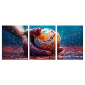 3pcs Baseball Colorful Joy Print 100% Australian Made 3 x 40x60cm (Metal Print)
