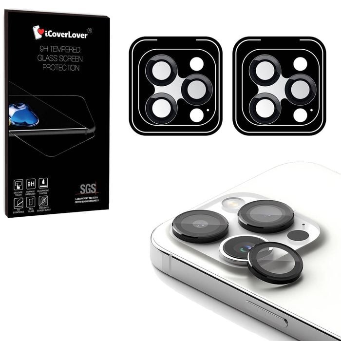 iCoverLover [2-Pack] For iPhone 16 Pro Camera Lens Protectors with Locator Black