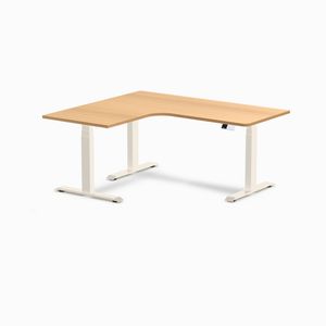 Desky L-Shape Melamine Sit Stand Desk Wheat Frame 160x140cm Left Return - Select Beech