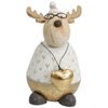 LVD Wood/Resin Buster Deer Sculpture Christmas Holiday Decor Lrg 14cm White