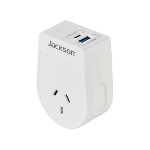 Jackson Move 20W White Outbound USB-A + USB-C Travel Adaptor - USA, Canada And More 