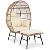 Costway Pe Rattan Egg Chair Ottoman Patio Lounge Footstool