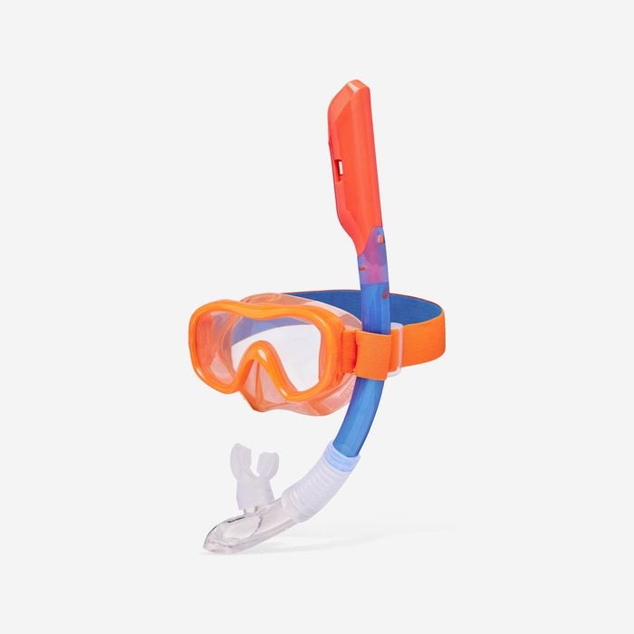 Decathlon | Kids’ Snorkelling Comfort Anti-fog Mask Dry Top Snorkel Set, 100 Orange - Eu S
