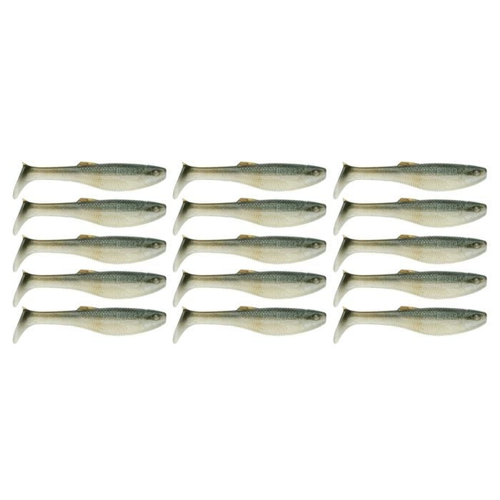 3x 5PK 4In Rapala Crush City Heavy Hitter Plastic Paddle Tail Lures - Glow Shad