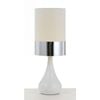 Telbix Akira Modern Table Desk Lamp Light Fabric Ceramic Chrome White