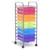 Costway 10 Drawers Electroplated Rolling Storage Trolley Cart Multi
